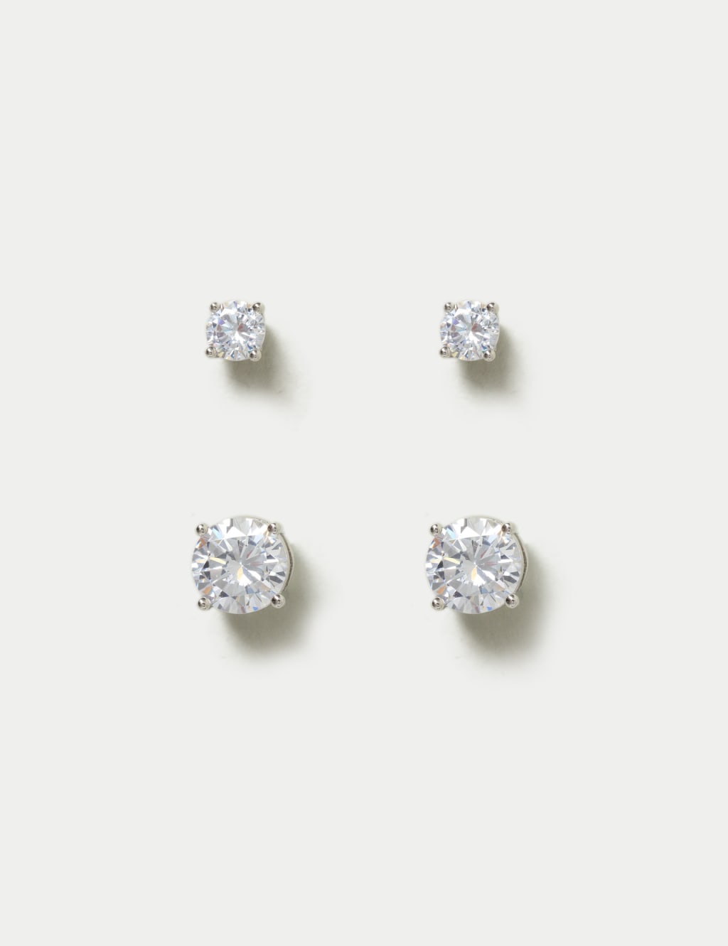 Platinum Plated 2 Pack Stud Earrings Set