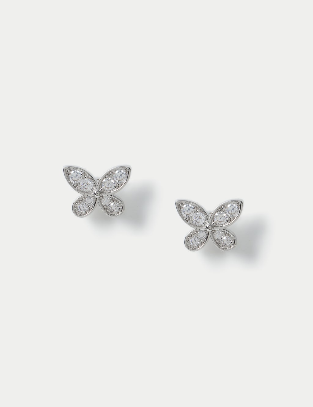 Platinum Plated Butterfly Stud Earring