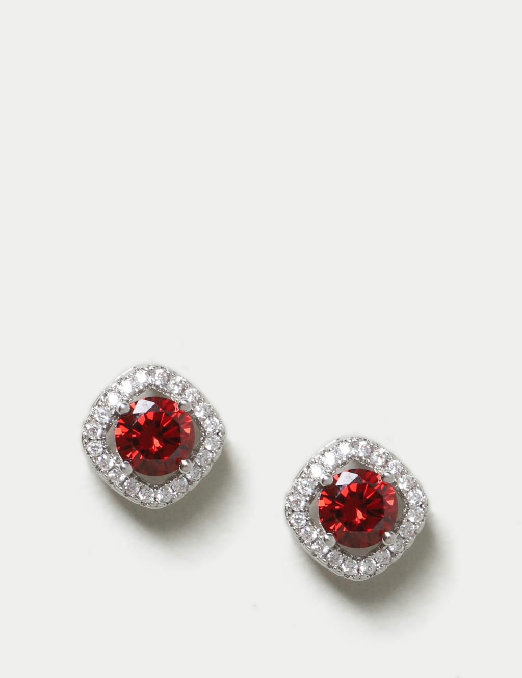 Platinum Plated Birthstone Stud Earrings
