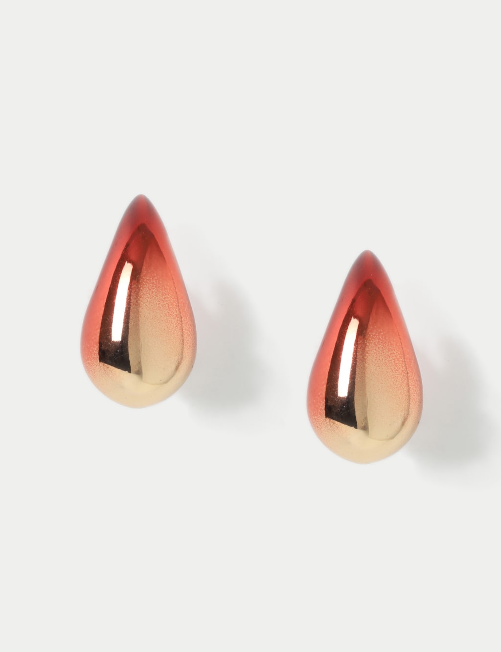 M&S Collection Women's Two Tone Ombre Dome Stud Earring - Red, Red
