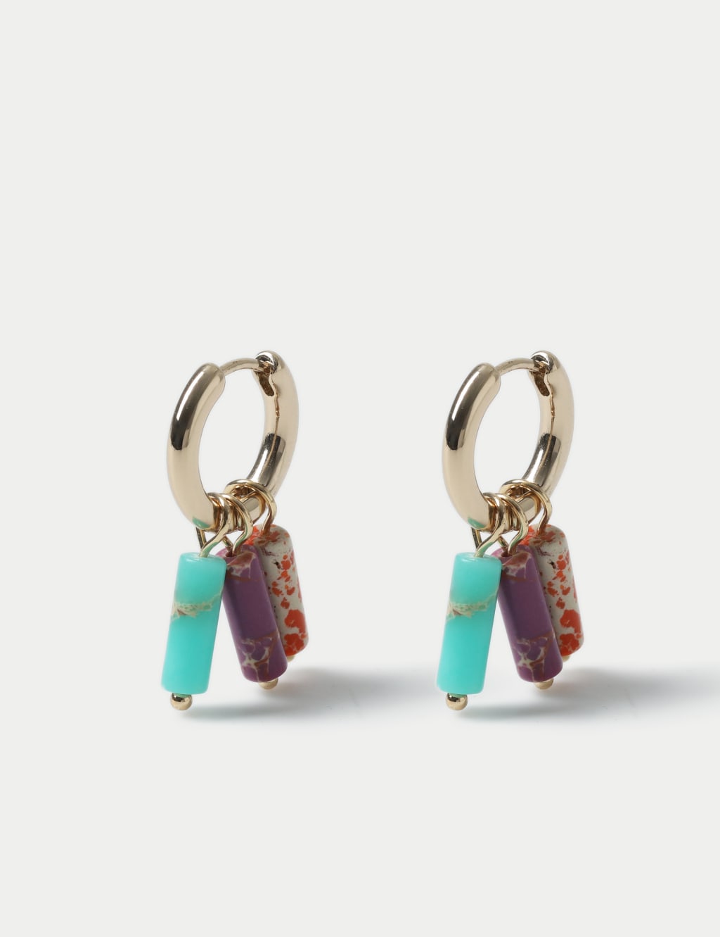 Multi Colour Stick Drop Hoop Earrings