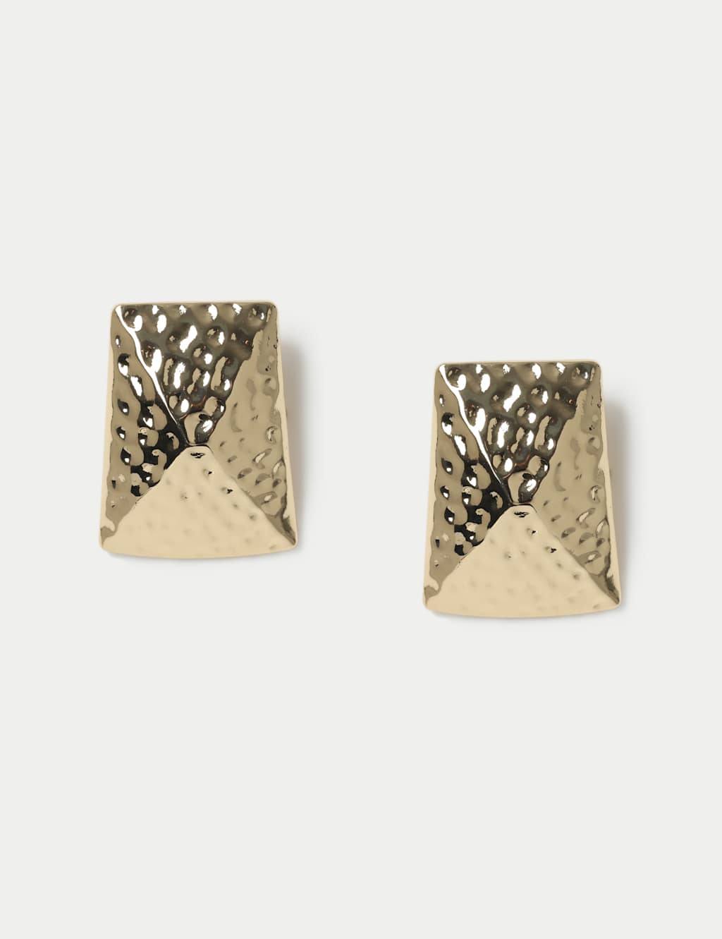 M&S Collection Women's Oversized Hammered Rectangular Earrings - Gold, Gold