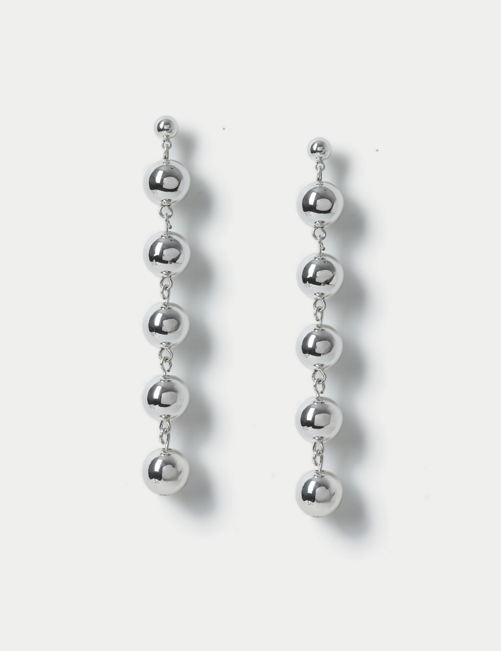 Silver Tone Cascading Ball Drop Earrings