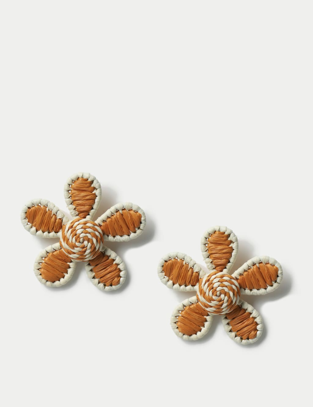 M&S Collection Women's Orange and White Flower Stud Earrings, Orange