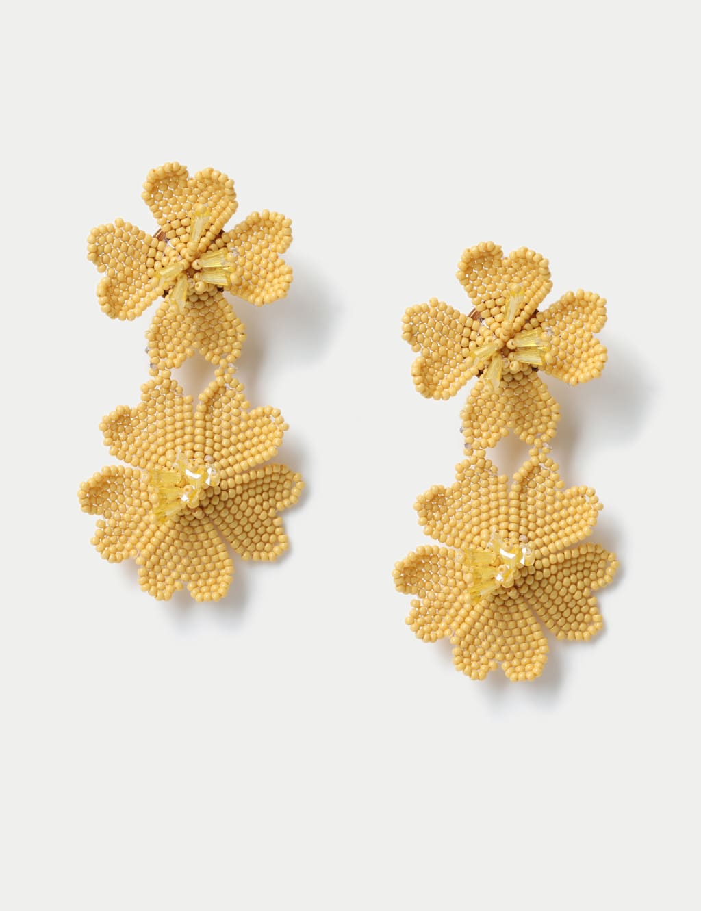 Handcrafted Beaded Flower Motif Drop Earrings
