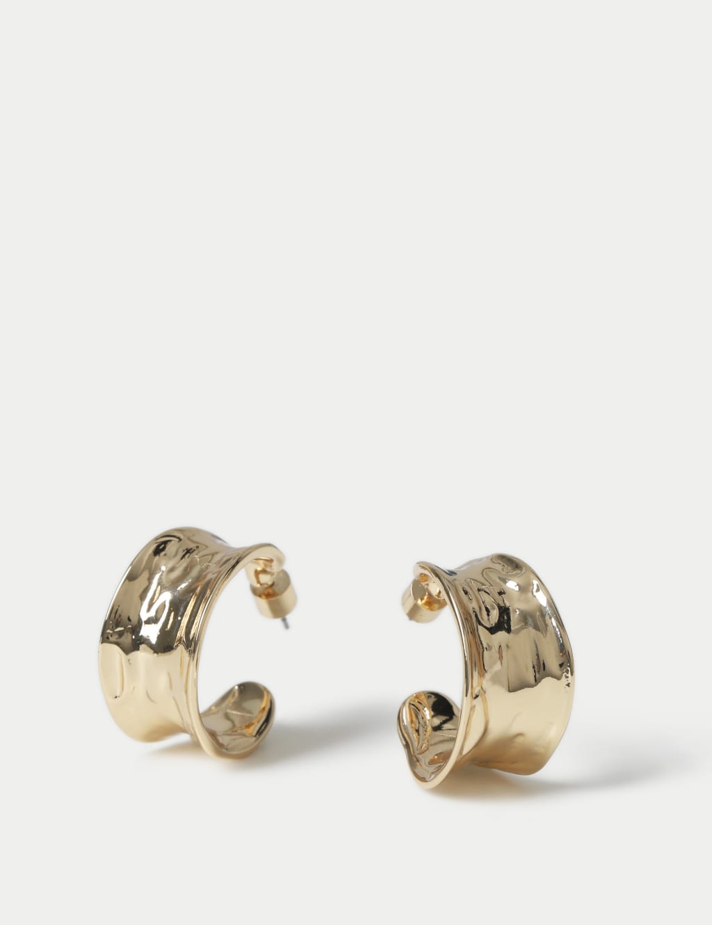 Gold Tone Molten Hoop Earrings
