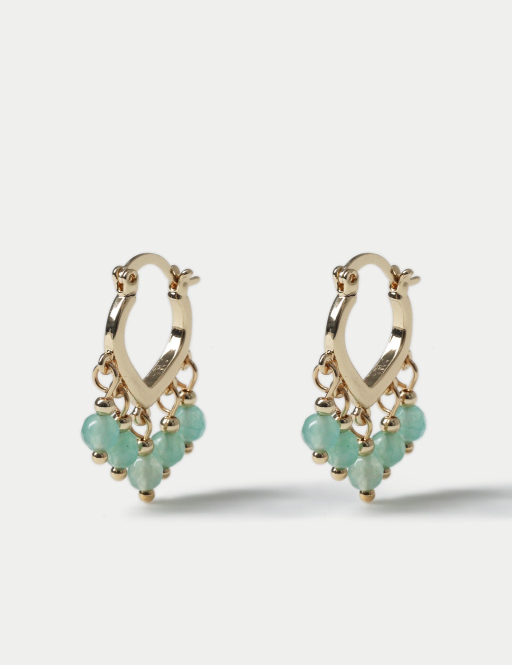 Per Una Gold Tone Green Jade Semi Precious Tassel Hoop Earrings
