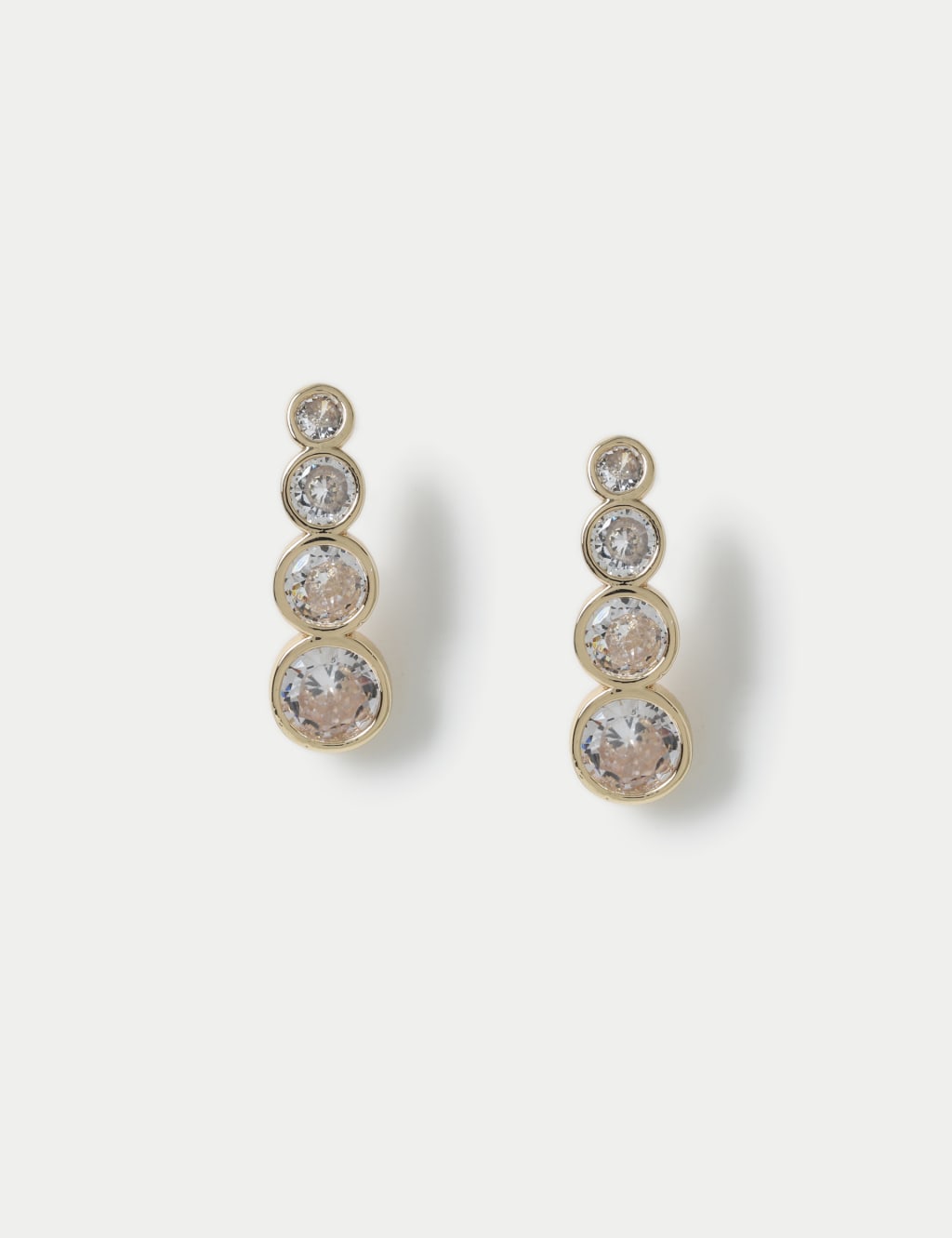 Gold Tone Cubic Zirconia Micro Drop Earrings