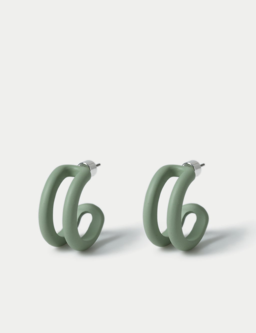 Green Powder Coat Hoop Earrings