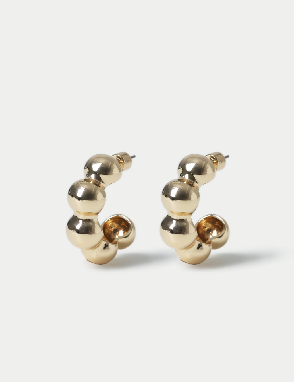 Gold Tone Bobble C Shaped Earrings