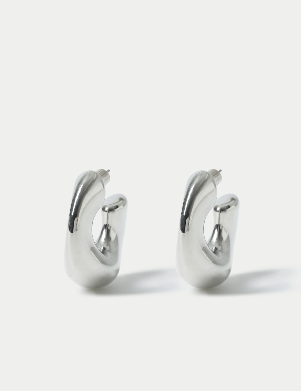 Silver Tone C Shaped Earrings