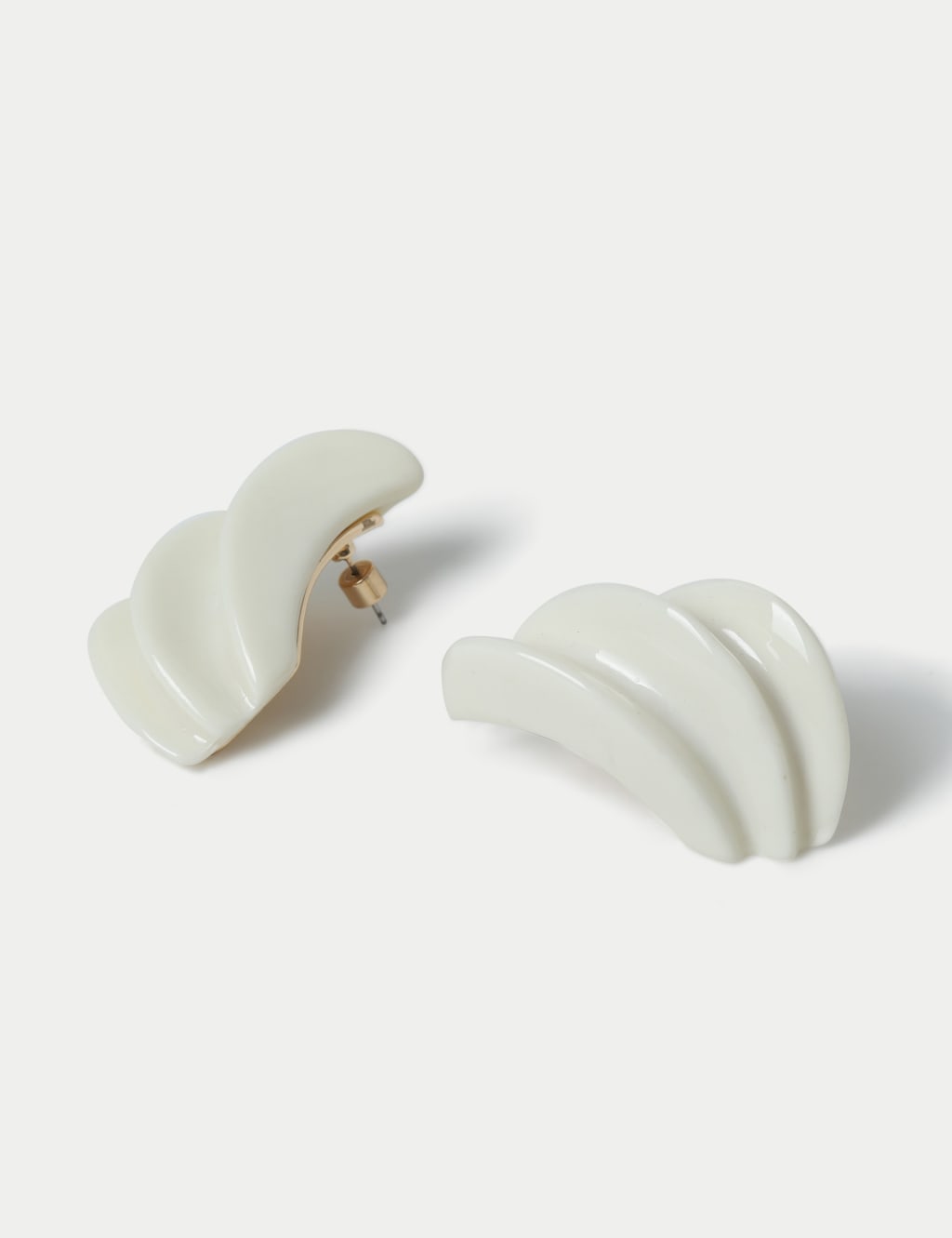 White Three Row Layer Earrings