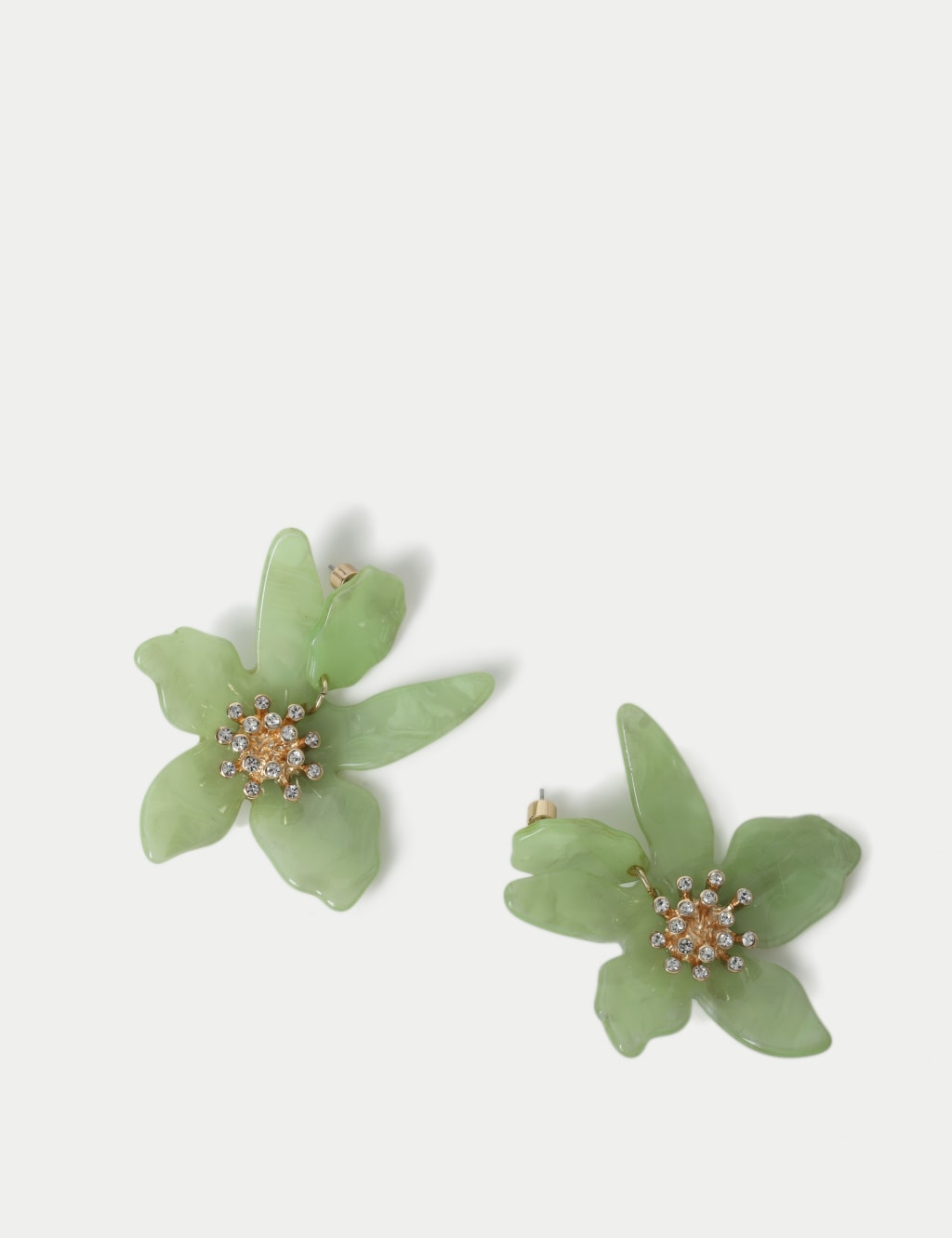 Green Floral Acrylic Drop Earrings