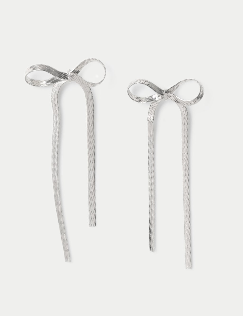 M&S Collection Women's Bow Snake Chain Drop Earrings - Silver, Gold,Silver