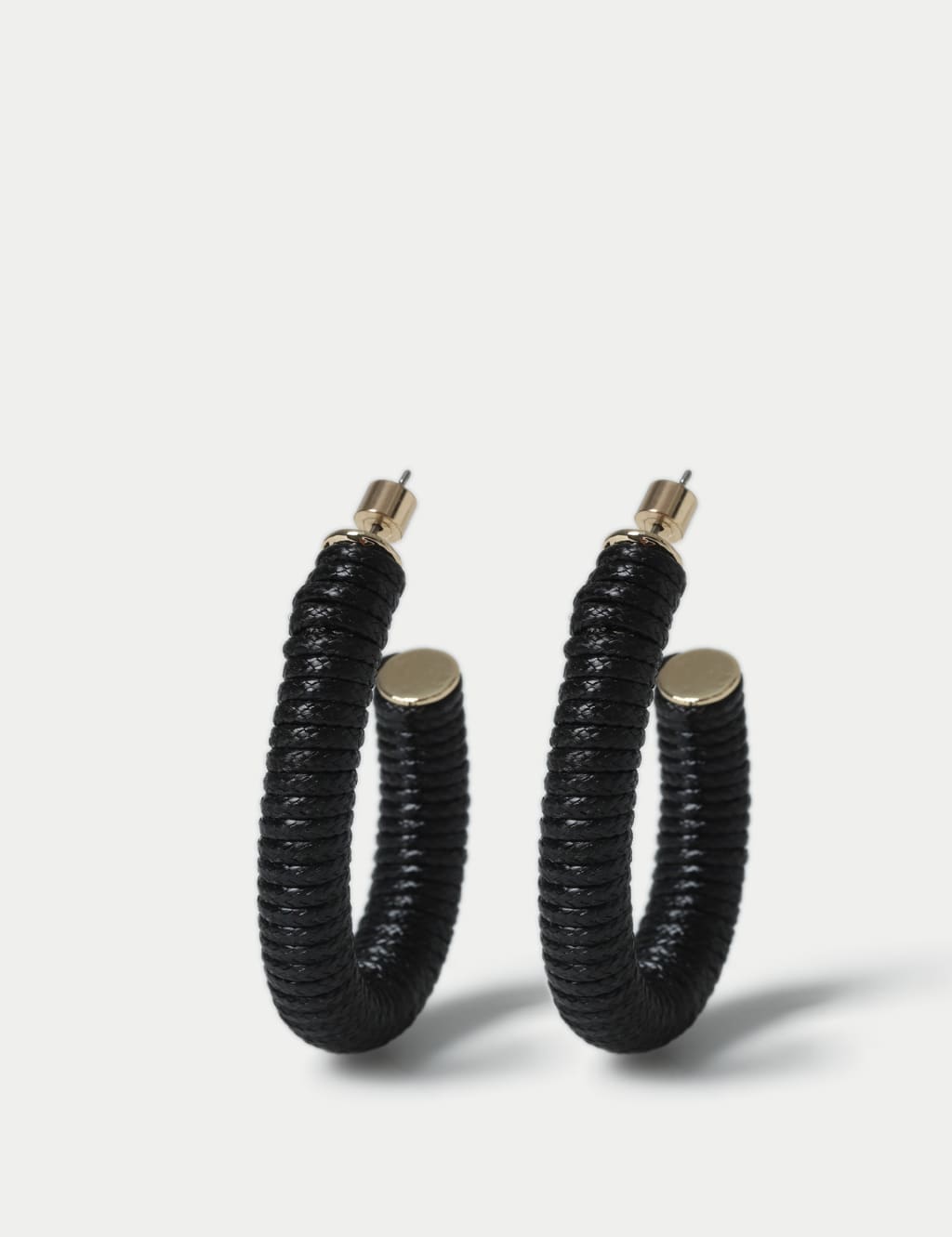Black Cord Wrapped Hoop Earrings
