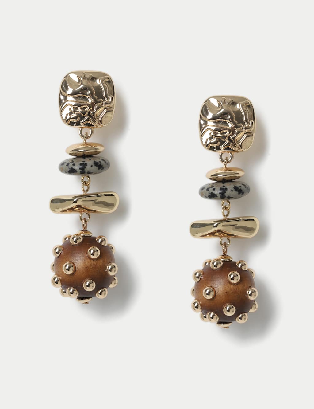 Mixed Material Drop Earrings