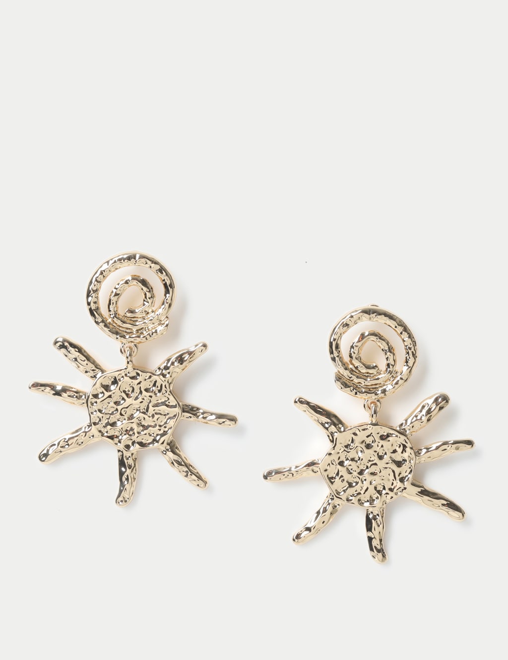 Swirl and Hammered  Sun Drop Earrings
