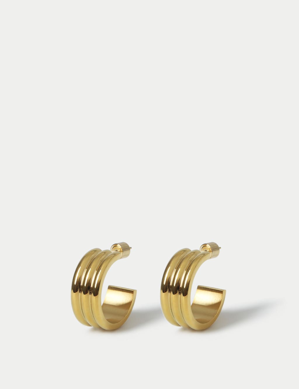 Stainless Steel Ridge Hoop Earrings