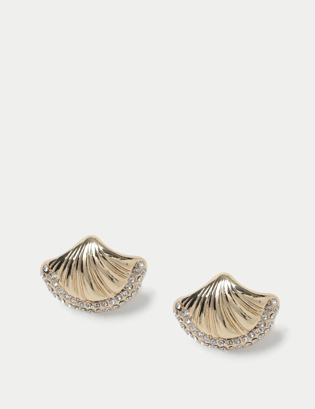 M&S Collection Women's Embellished Shell Stud Earrings - Gold, Gold