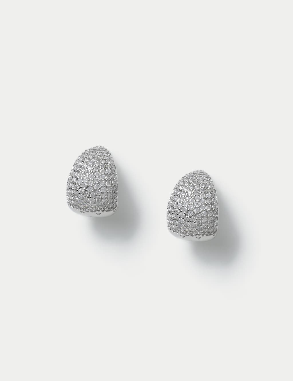 Platinum Plated Cubic Zirconia Dome Stud Earrings