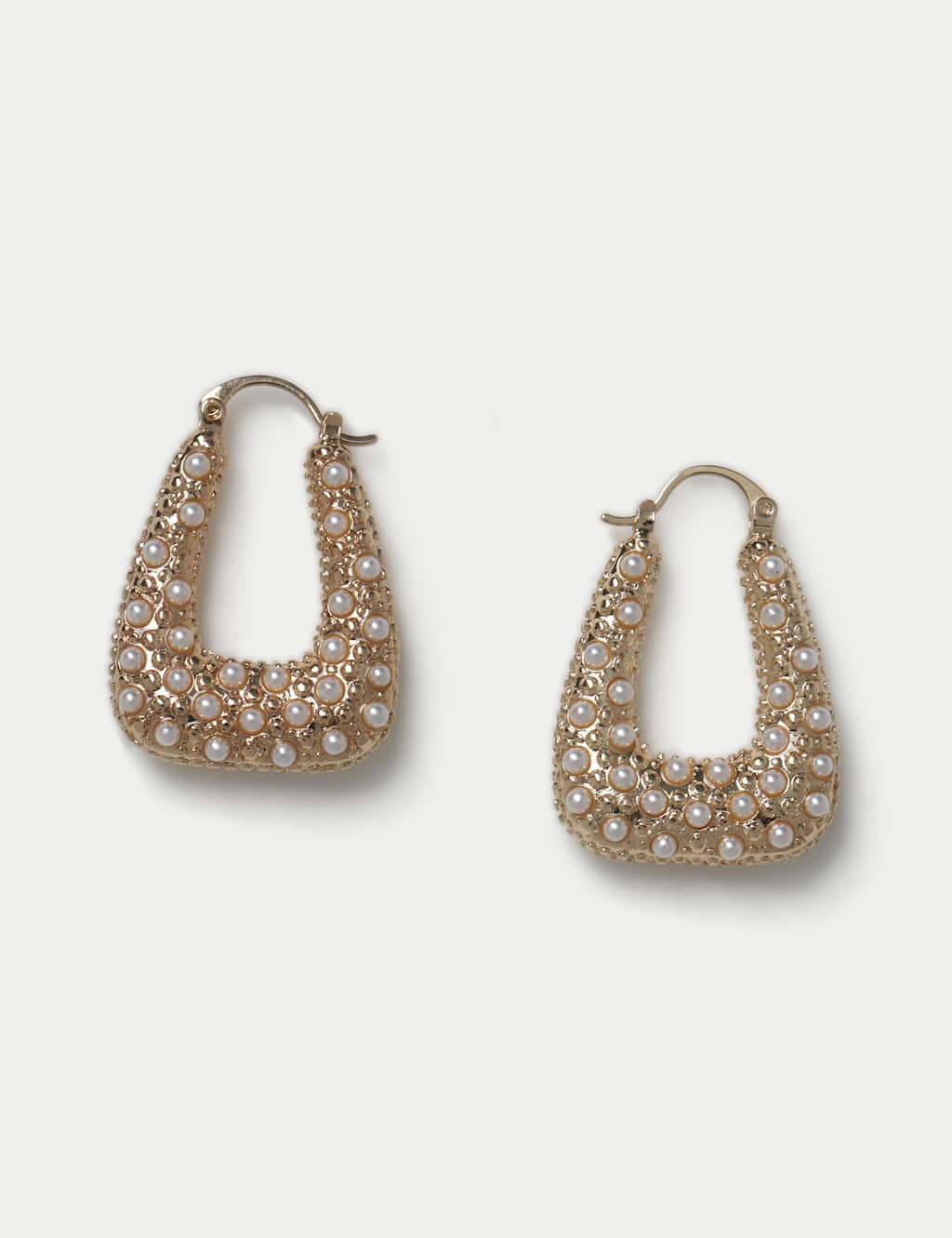Pearl Square Hoop Earrings