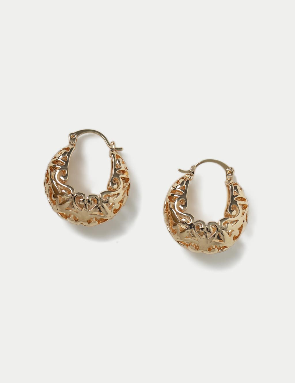 M&S Collection Women's Textured Hoop Earrings - Gold, Gold