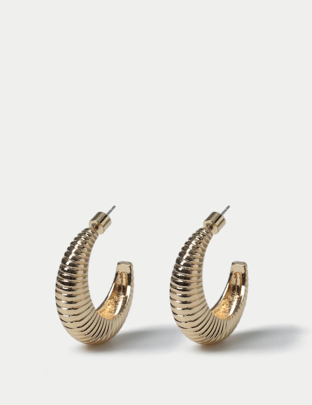 M&S Collection Women's Ridge Texture Hoop Earrings - Gold, Gold