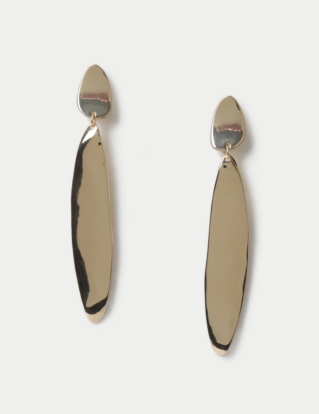 Clean Metal Elongated Drop Earrings