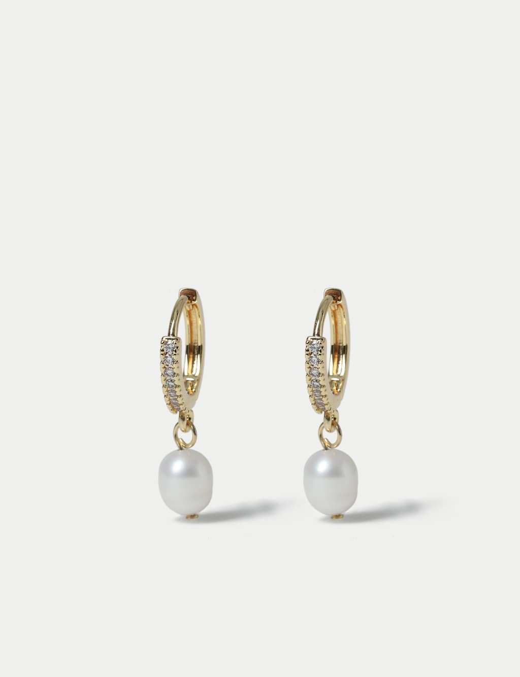 M&S 14ct Gold Plated Fresh Water Pearl Drop Earrings Gold