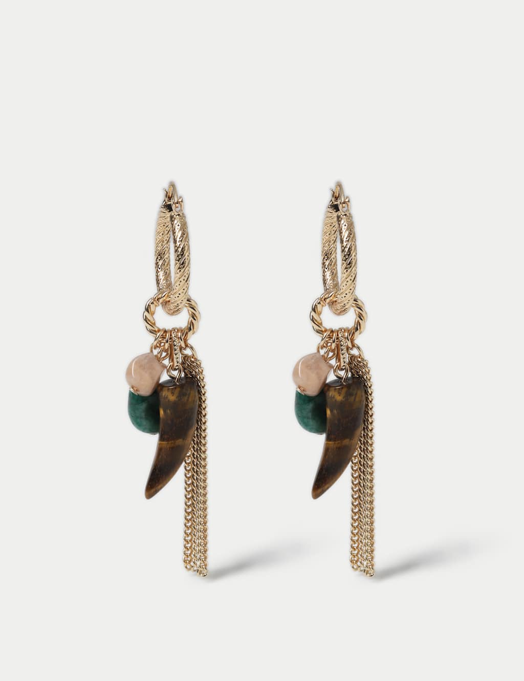 Charm Tassel Drop Hoop Earrings