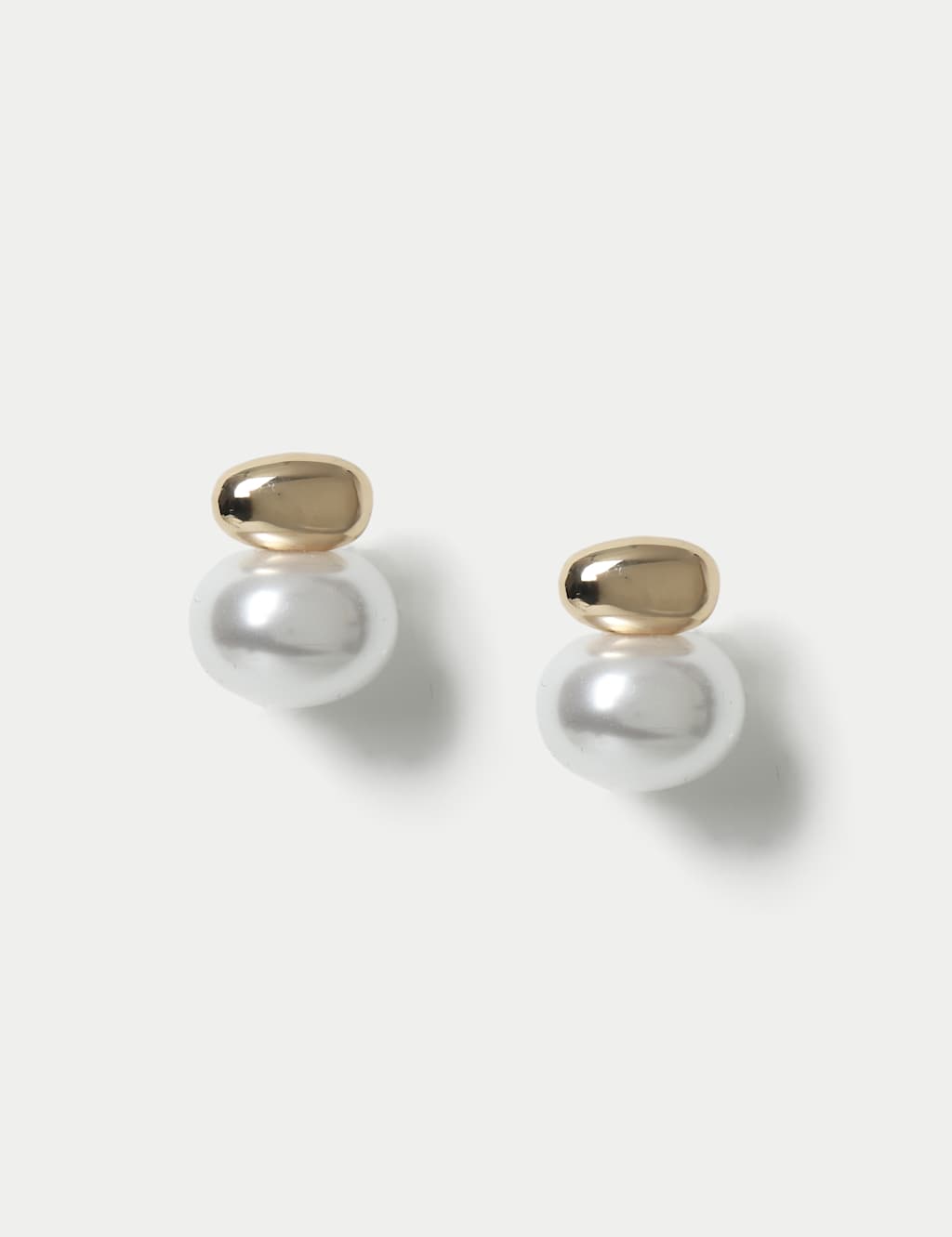 M&S Collection Women's Pearl Drop Stud Earrings - Gold, Gold