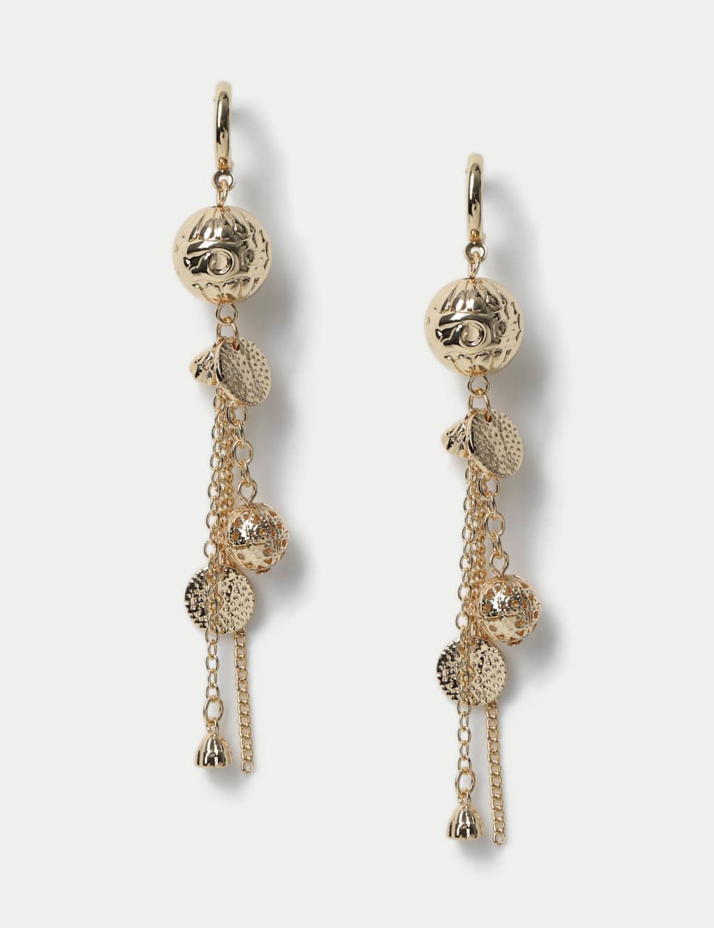 Multi Sphere Tassel Drop Earrings