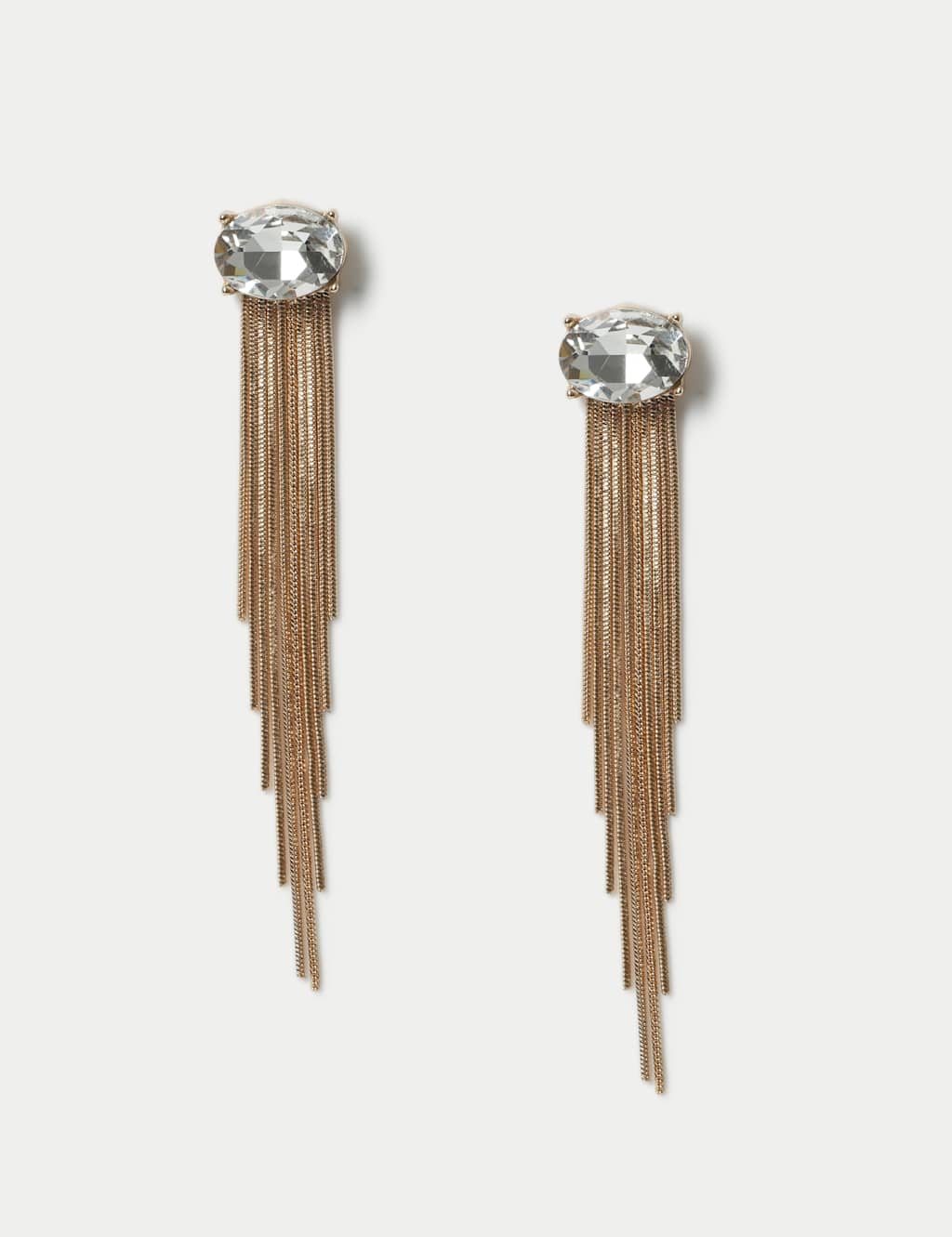 Rhinestone Fringe Chain Drop Earrings