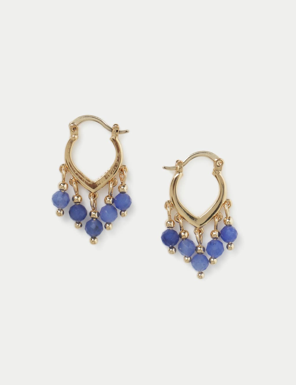 Per Una Per Una Blue Lace Agate Semi Precious Tassel Earrings Gold
