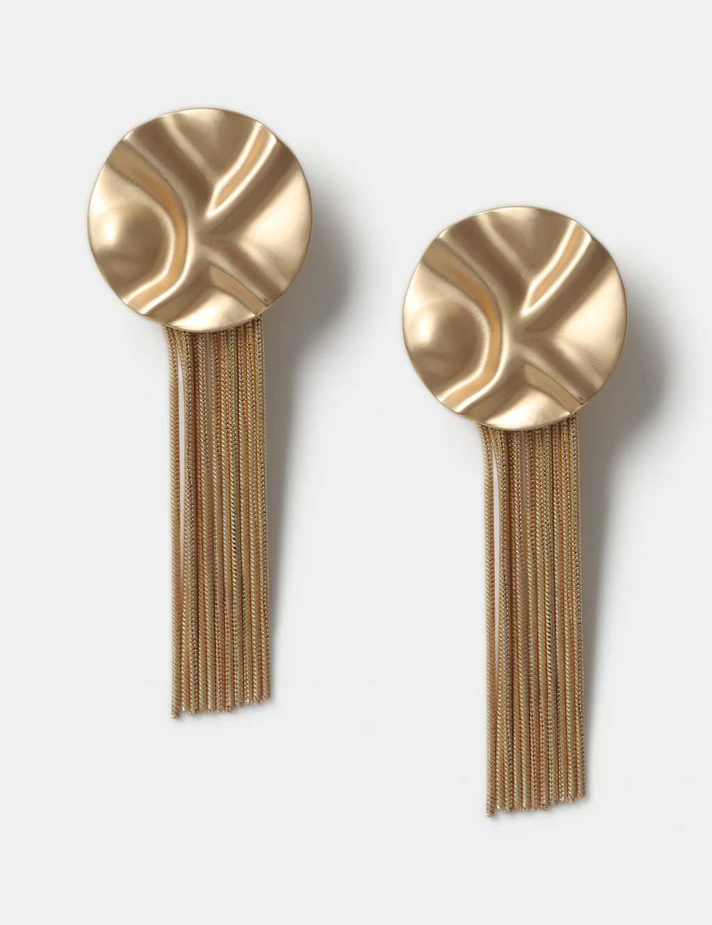 M&S Disc and Tassel Detail Earrings Gold