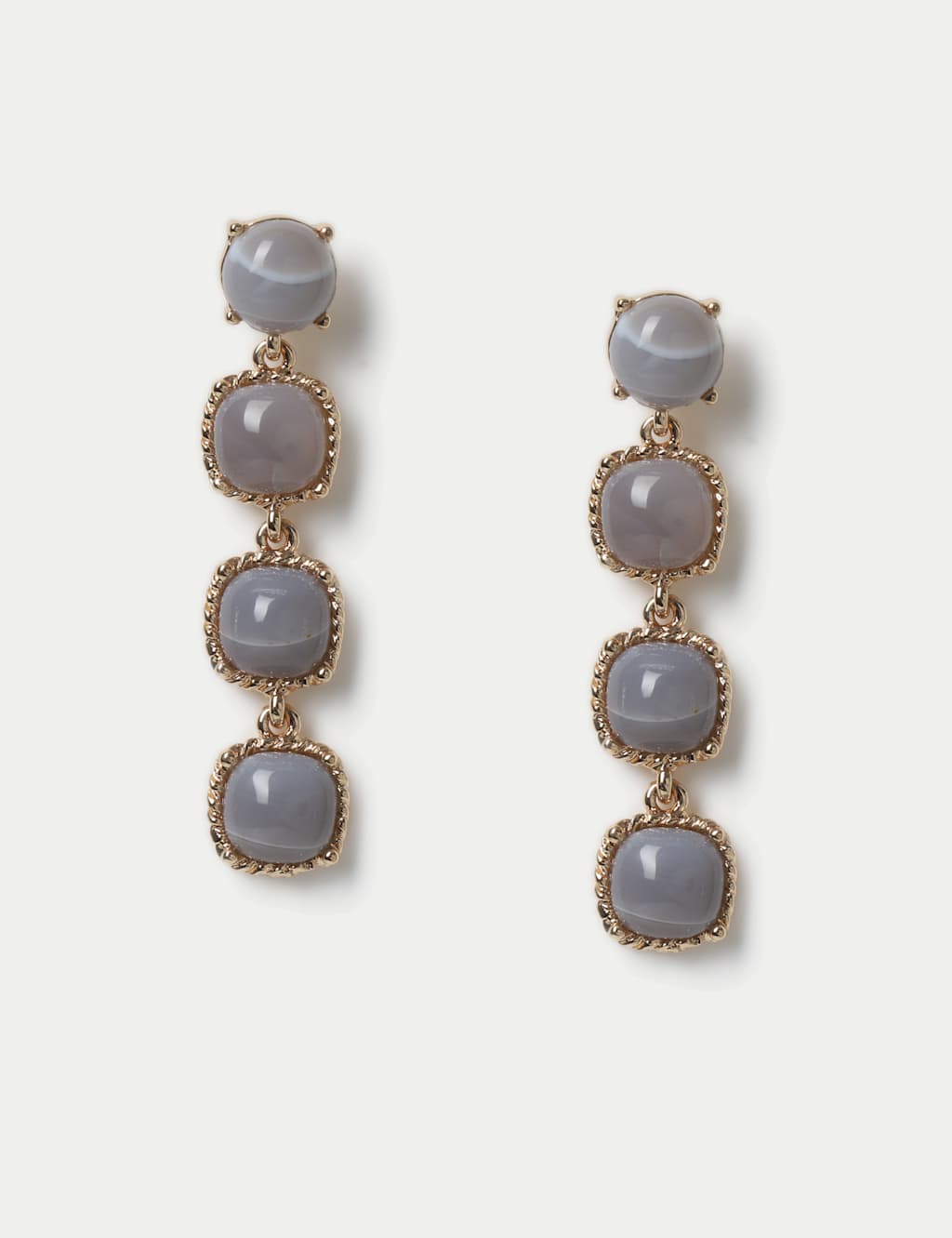 Per Una Grey Agate Natural Stone Drop Earrings Grey