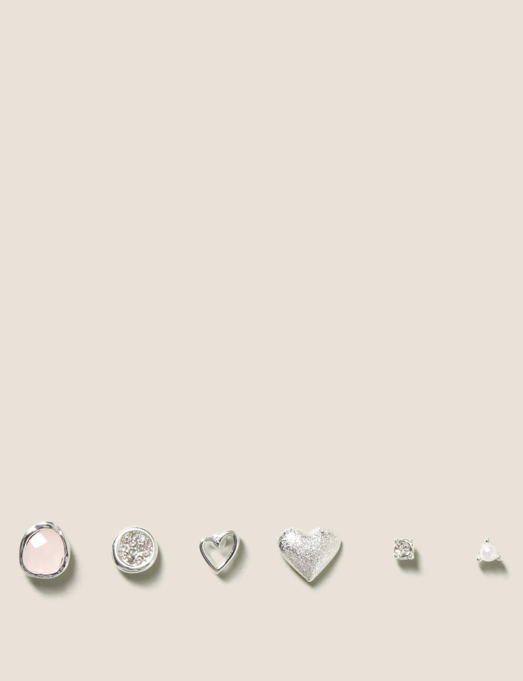 M&S 6 pk Stud Earring Set Silver