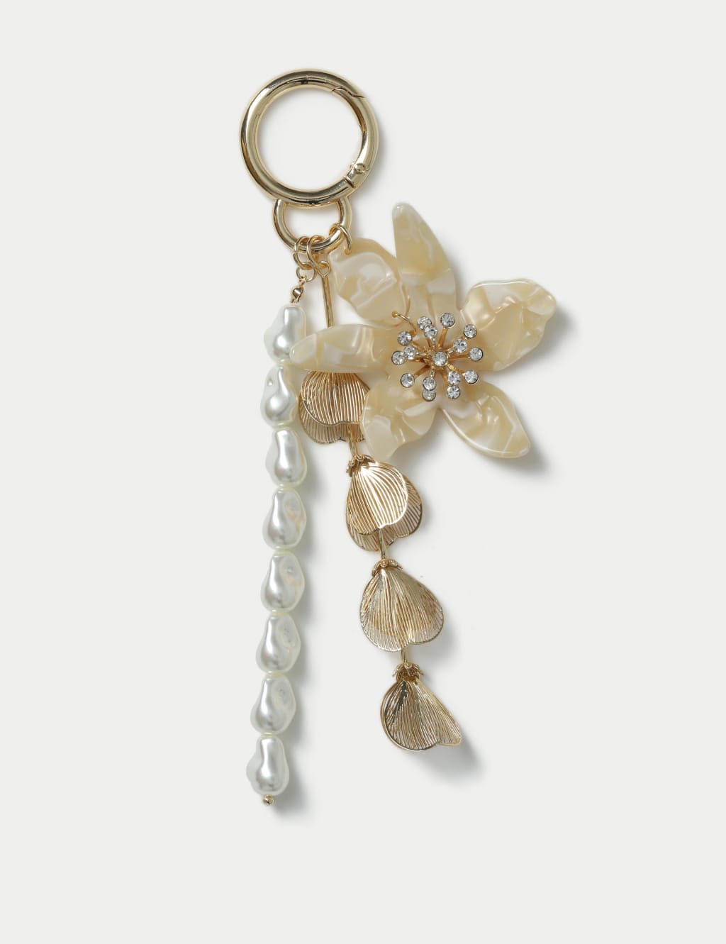 Floral and Pearl Drop Bag Charm
