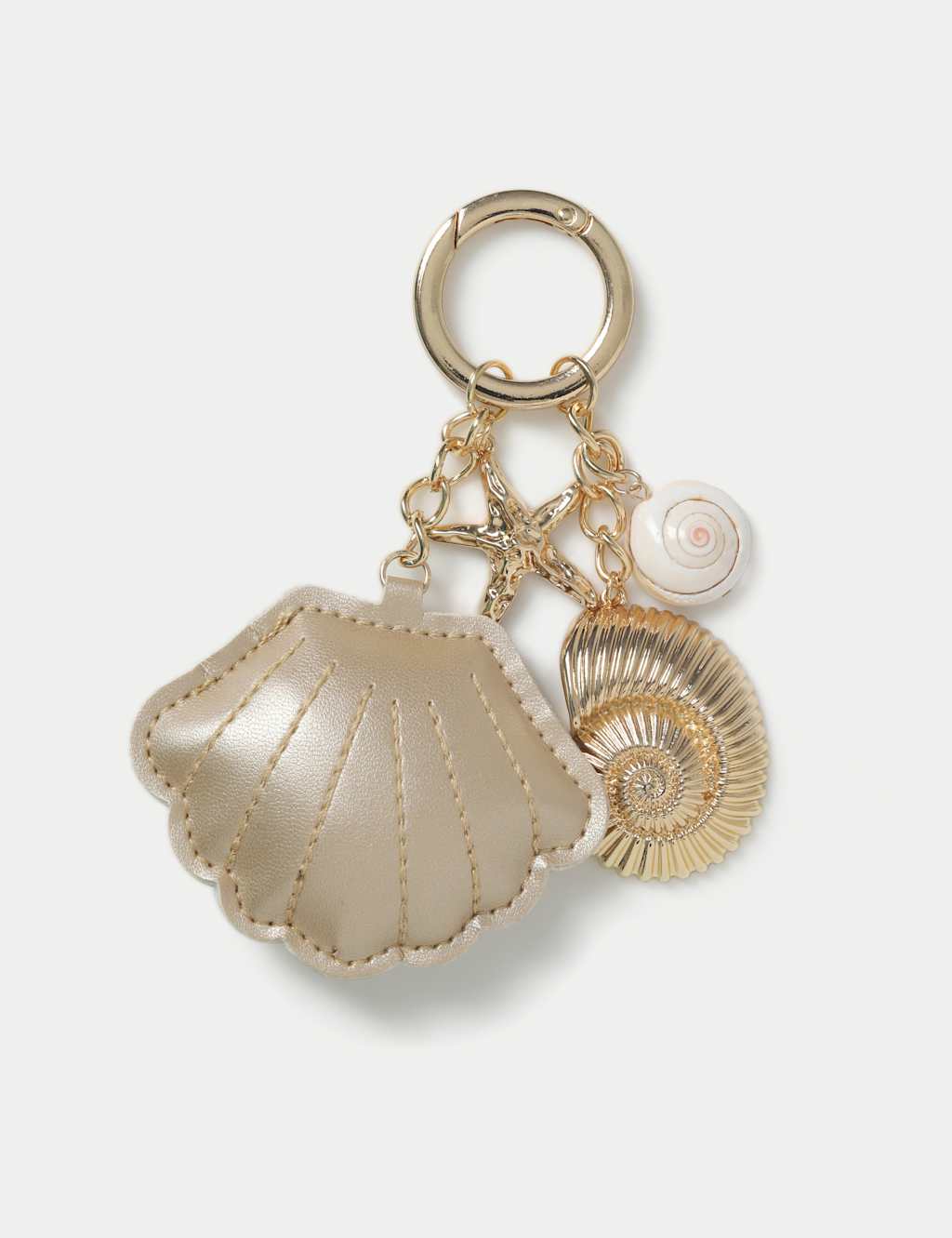 Starfish and Shell Clam Bag Charm