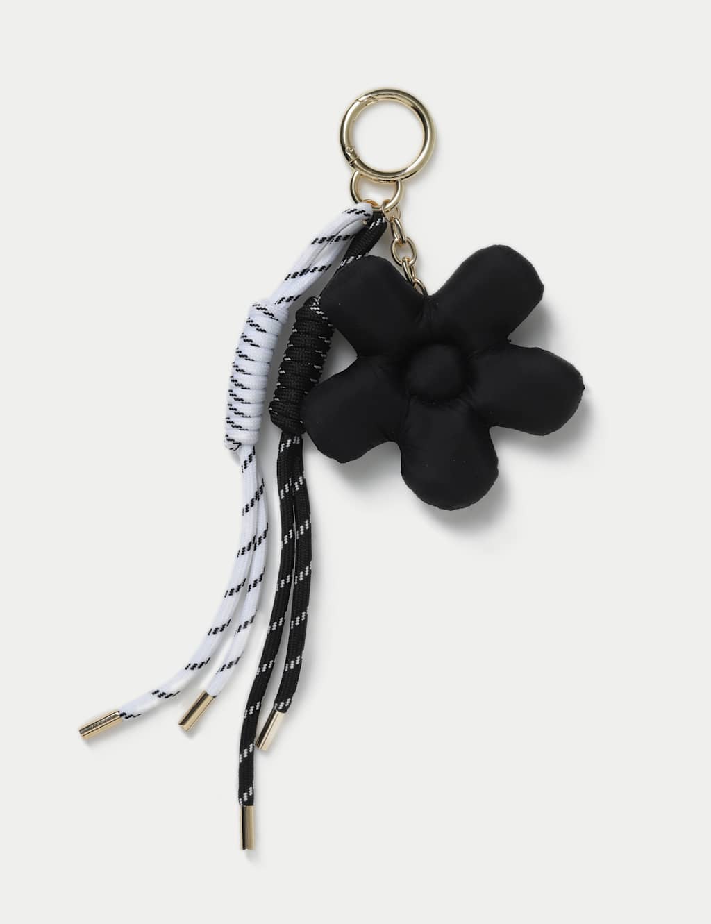 Black Flower Cord Bag Charm