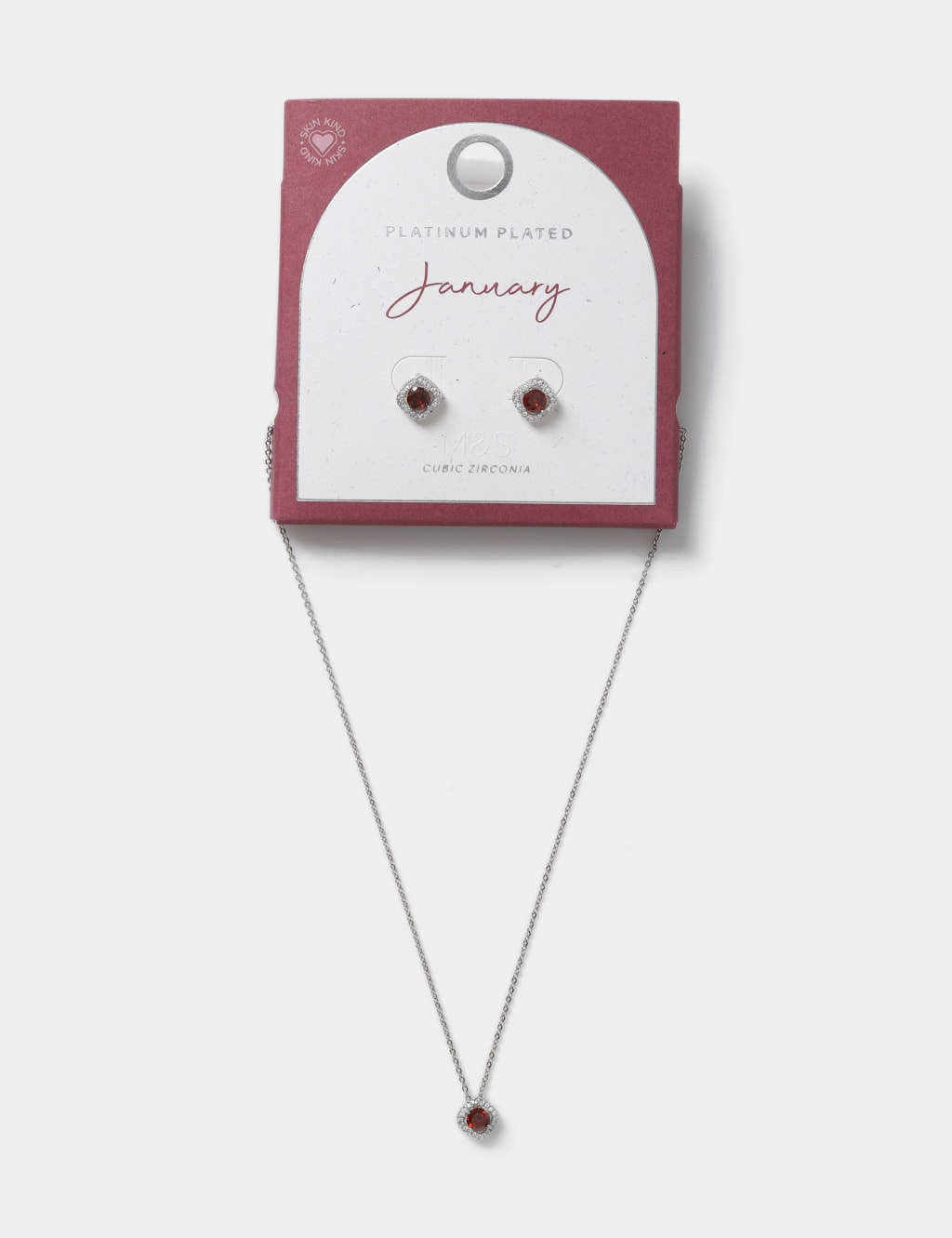 Platinum Plated January Birthstone Earring and Necklace Set