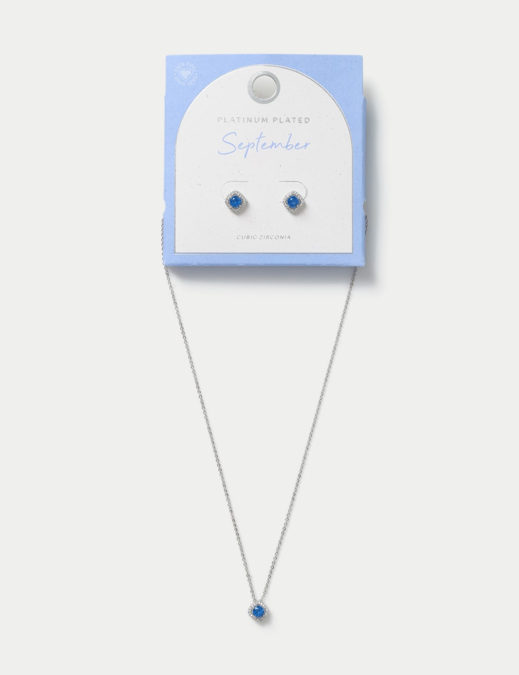 Platinum Plated September Birthstone Earring and Necklace Set