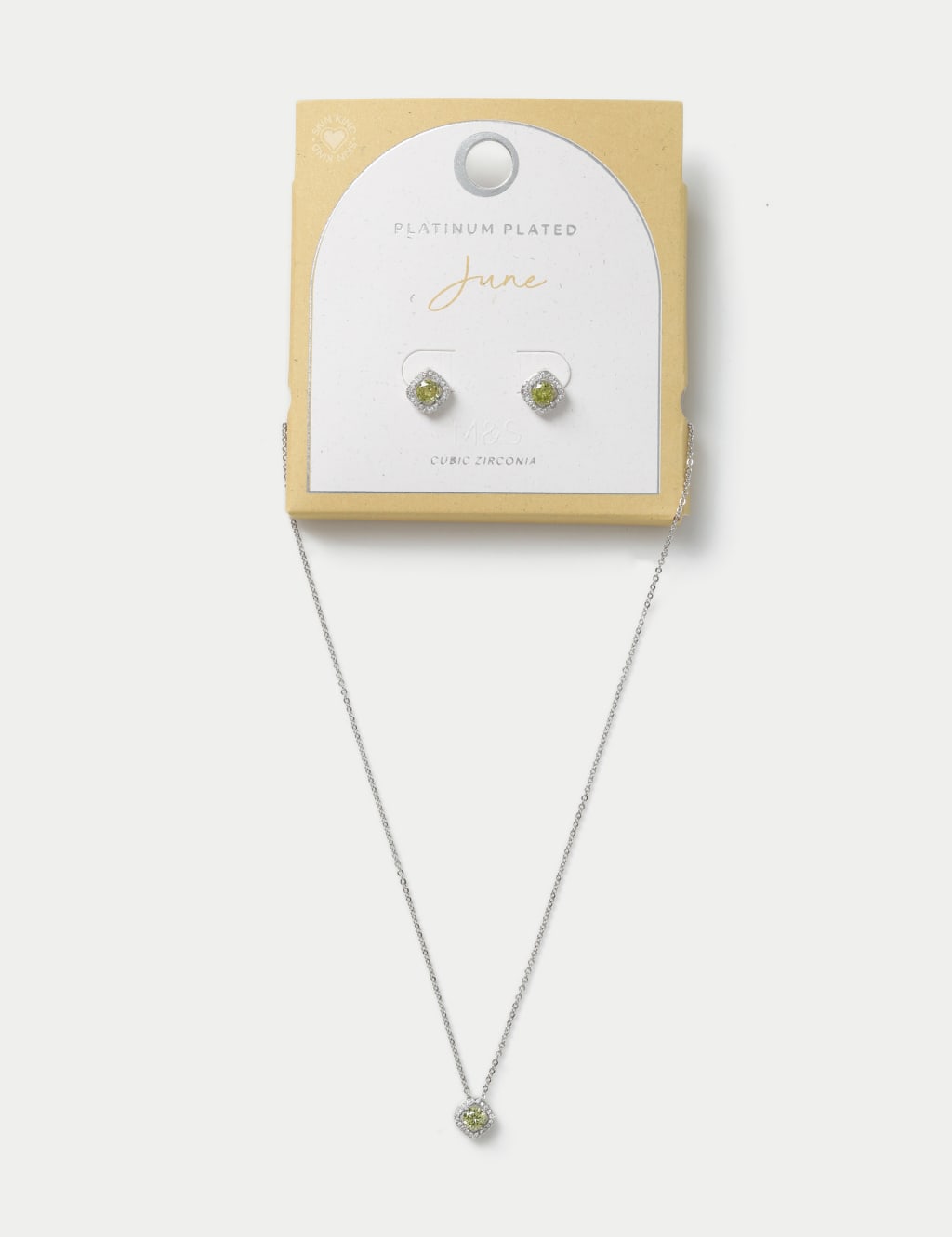 Platinum Plated June Birthstone Earring and Necklace Set