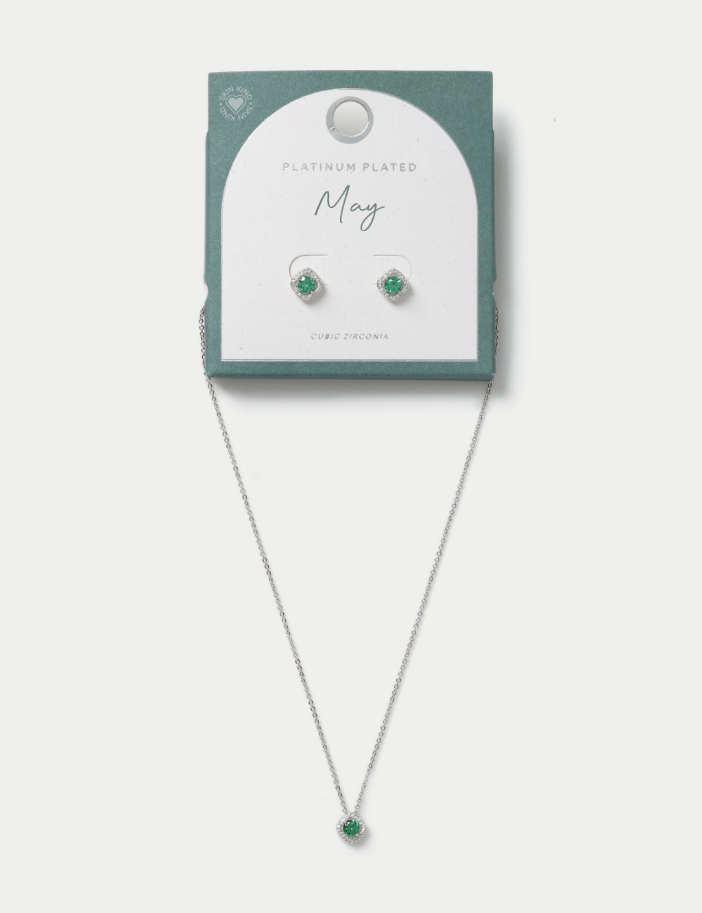 Platinum Plated May Birthstone Earring and Necklace Set