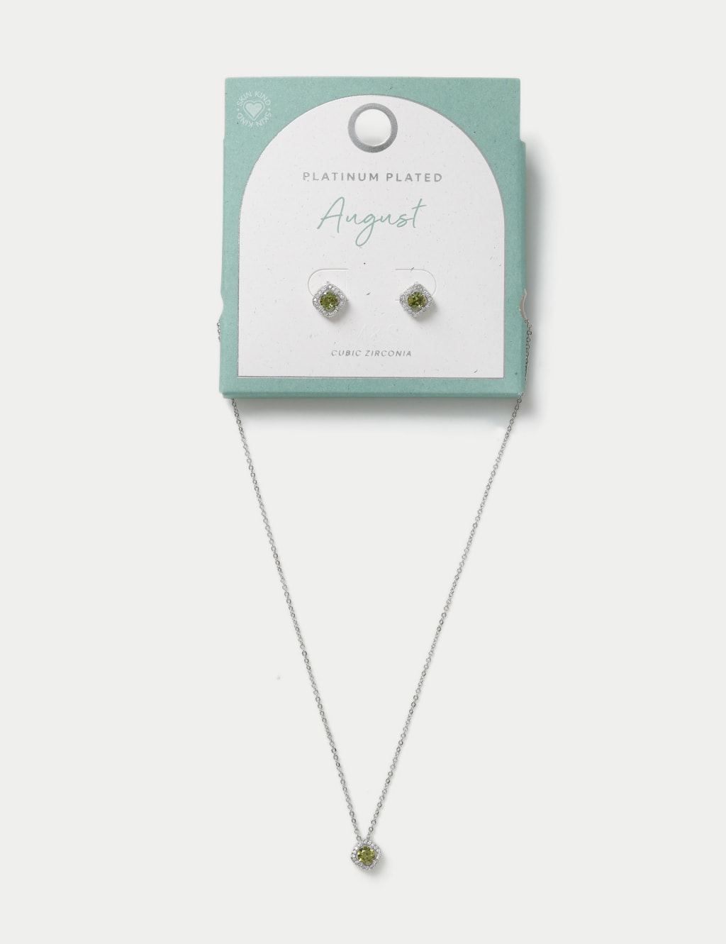 Platinum Plated August Birthstone Earring and Necklace Set