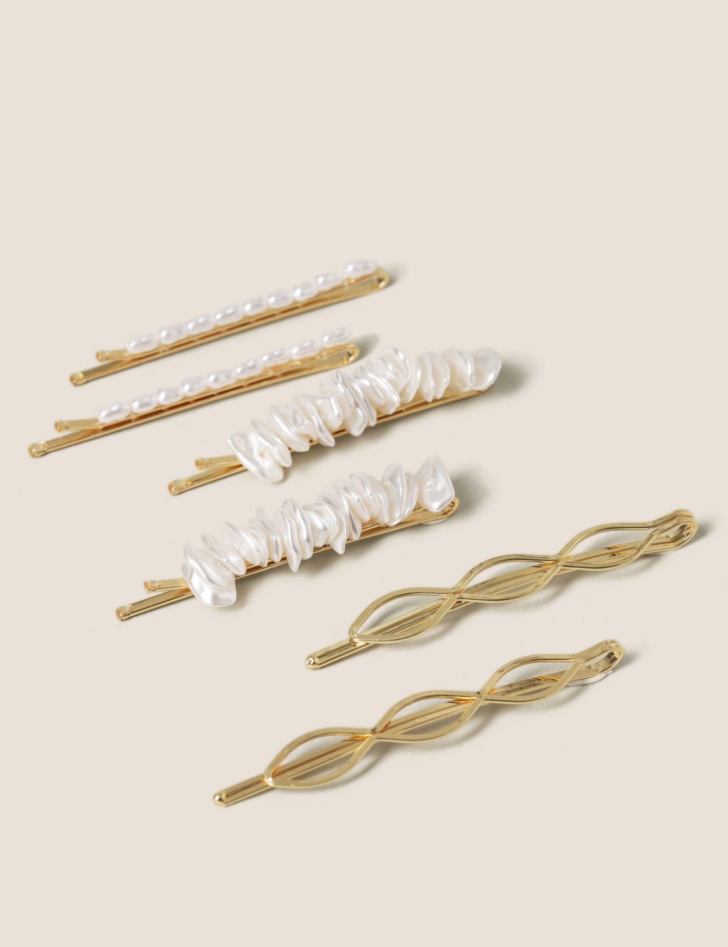 M&S Collection Women's 5 Pack Shell Hair Clip - Cream, Cream