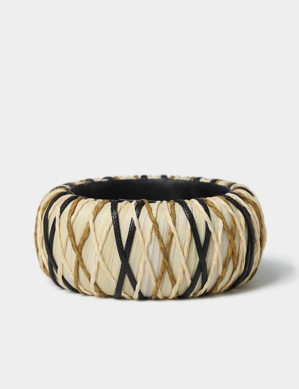 Cream and Multi Colour Thread Wooden Bangle