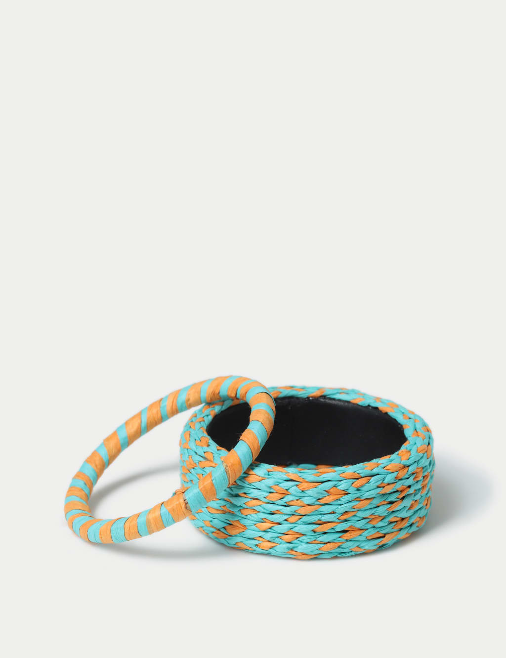 2 Pack Orange and Blue Wooden Bangle Set