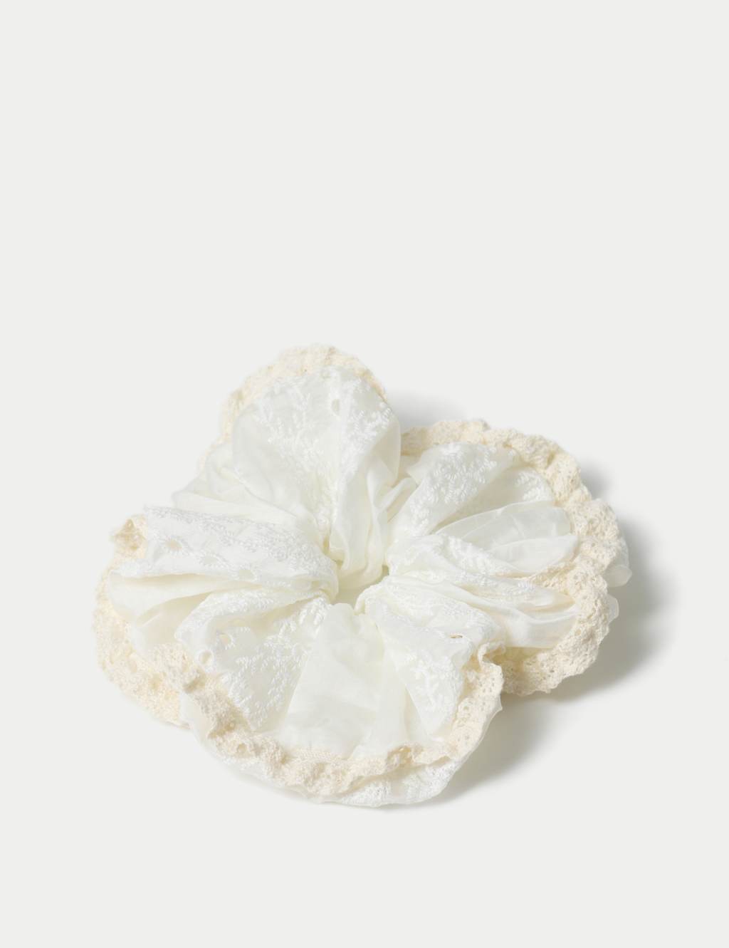 M&S Collection Women's Floral Linen Scrunchie - Cream, Cream