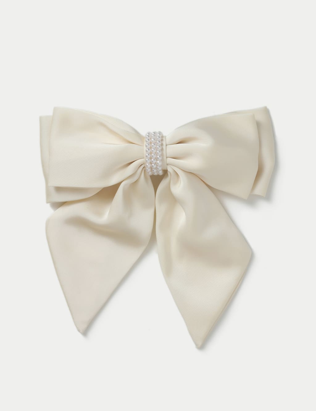 Cream Satin and Pearl Bow
